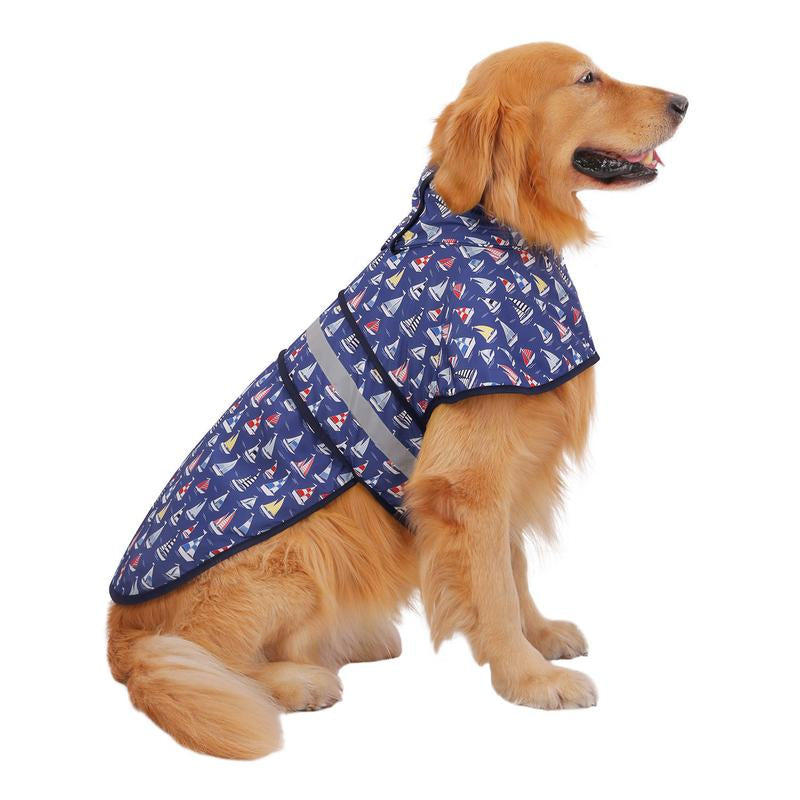 HDE Patterned Dog Raincoat with Hood - 100% Durable Reflective Polyester, Waterproof Coating, Fully Adjustable Strap for Comfortable Fit