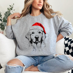 Santa Paws Christmas Dog Sweatshirt – 50 Dog Breeds in Festive Santa Hat | Gildan Unisex Holiday Pullover