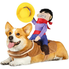 Dog Cowboy Costume, Dog Halloween Costumes Cowboy Rider Dog Costume Funny Dog Costume for Small Medium Large X-Large Dog