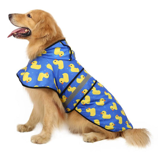 HDE Patterned Dog Raincoat with Hood - 100% Durable Reflective Polyester, Waterproof Coating, Fully Adjustable Strap for Comfortable Fit