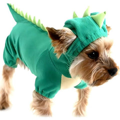 Dog Dinosaur Design Costume Green Pet Clothes for Cat Small Medium Large Dog