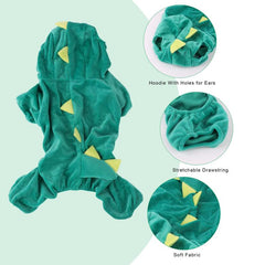 Dog Dinosaur Design Costume Green Pet Clothes for Cat Small Medium Large Dog