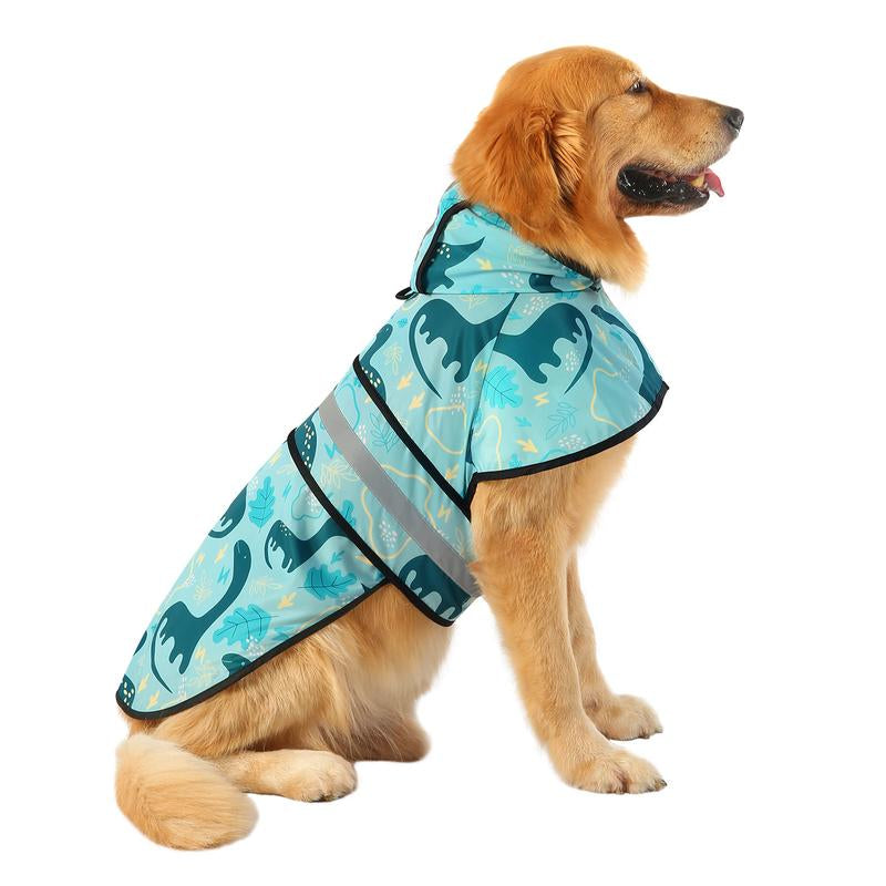 HDE Patterned Dog Raincoat with Hood - 100% Durable Reflective Polyester, Waterproof Coating, Fully Adjustable Strap for Comfortable Fit