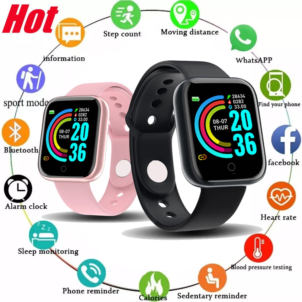 Versatile Waterproof Smart Watch for All - Fitness Tracker & Electronic Clock for Men, Women, & Kids - Compatible with Xiaomi & Huawei